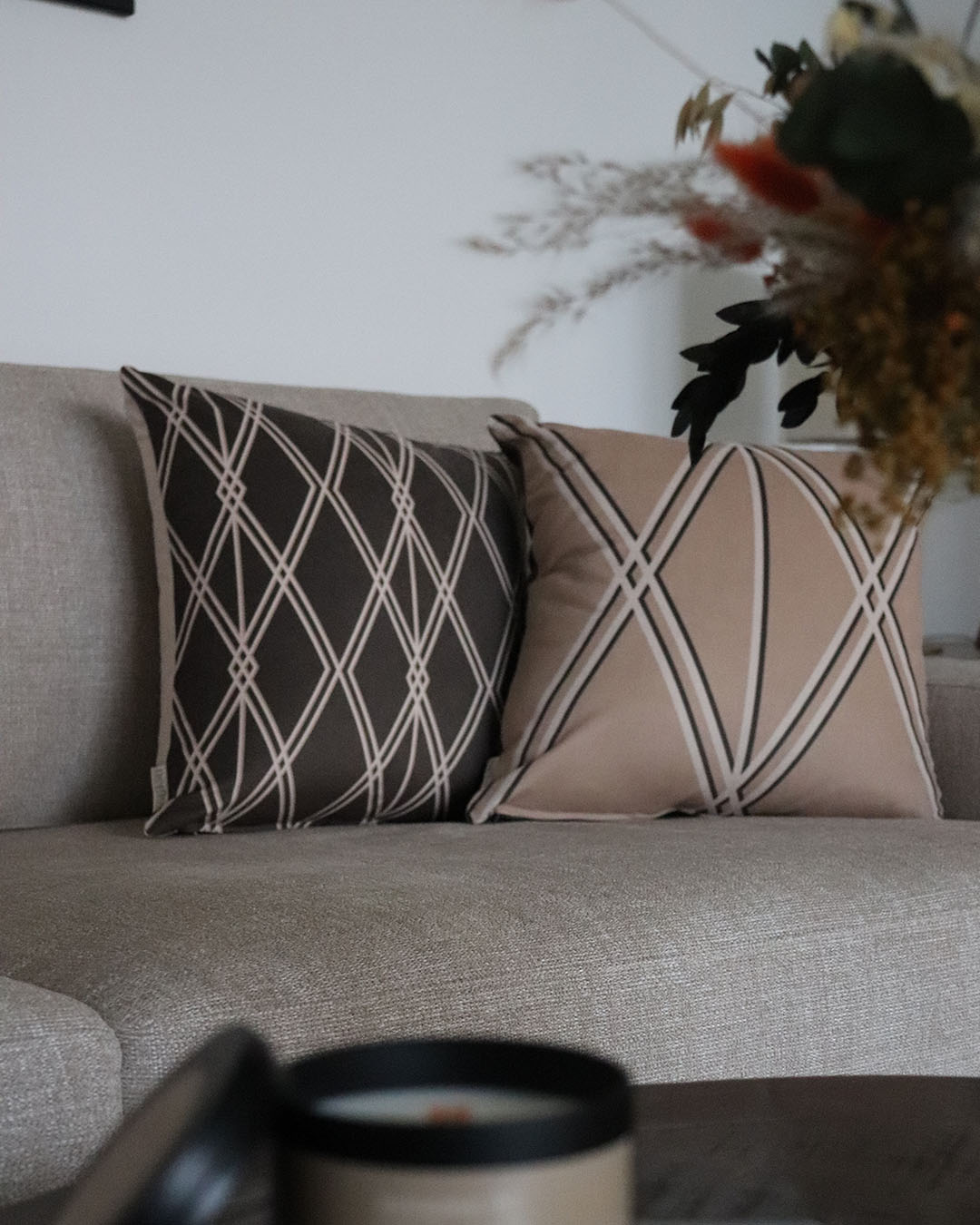 Alpin Beige & Moka - Set di 2 cuscini decorativi