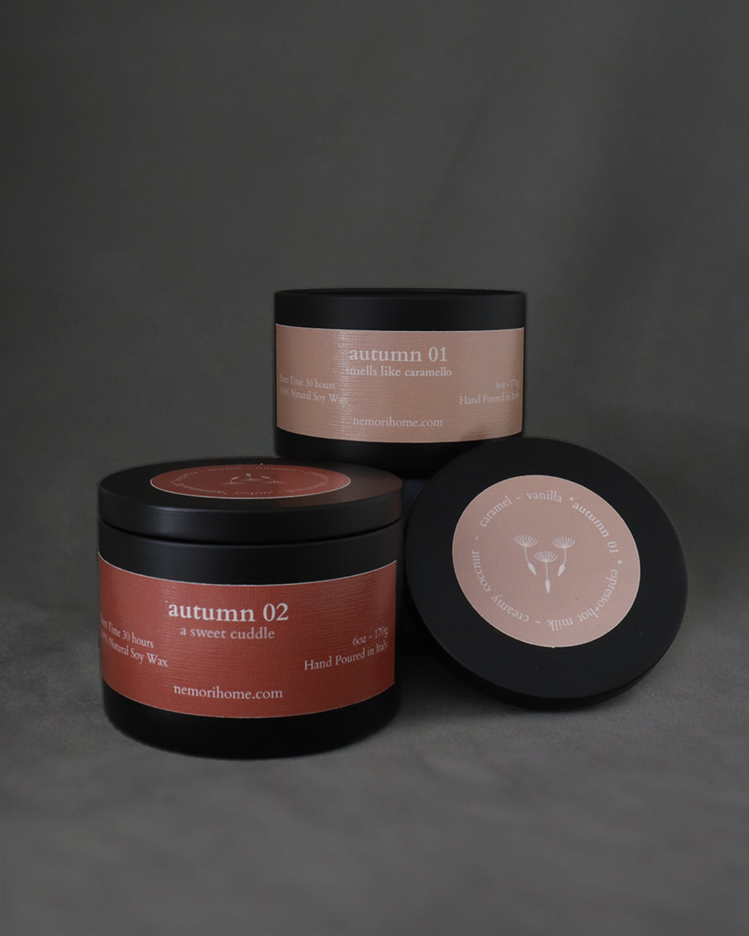 Autumn Scented Candle Set - 2 Pieces (Smells like caramello + A sweet cuddle)