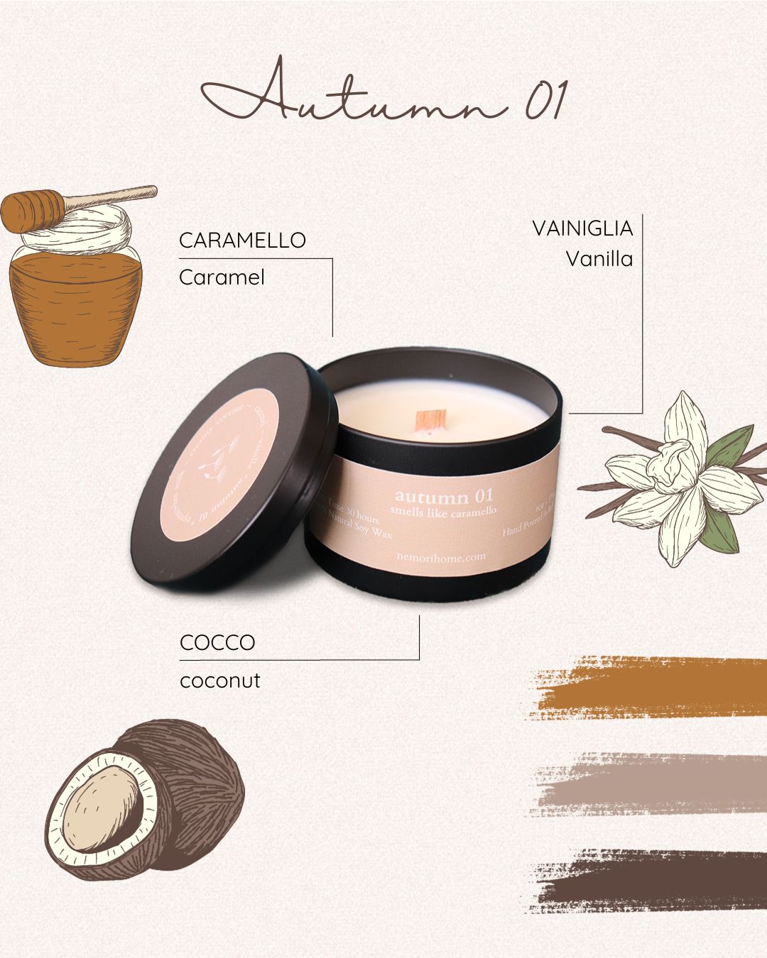 Autumn 01 Candela profumata 170g| Smells like caramello