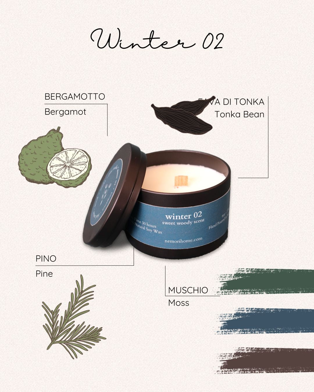 Winter 02 Candela profumata 170g| Sweet Woody Scent